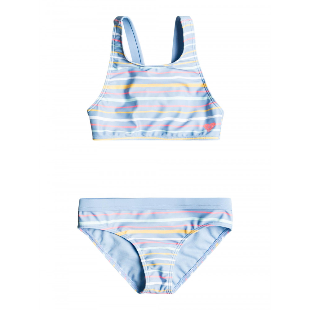 Girls 2-7 Stripy Wave Crop Top Bikini Set