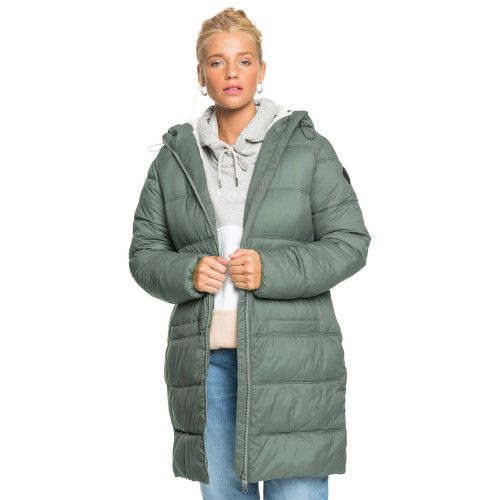 Womens Crest Of The Wave Sherpa Hooded Puffer Jacket