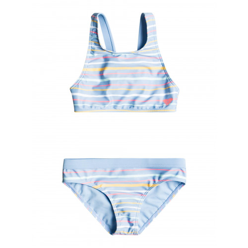 Girls 2-7 Stripy Wave Crop Top Bikini Set